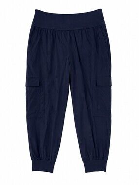 Anatomie Navy Cargo Travel Pants Cropped Stretch Jogger Women's L